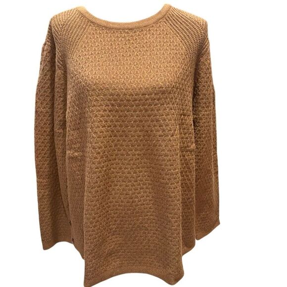 J. Jill Women's XL Brown Textured Pullover Sweater with Side Buttons NWT - Picture 1 of 9